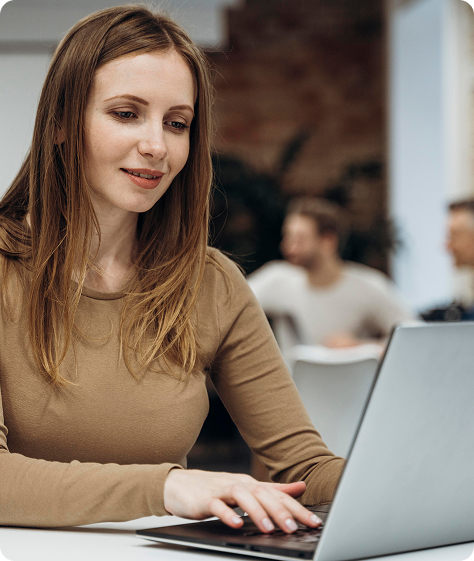 Woman is looking at display