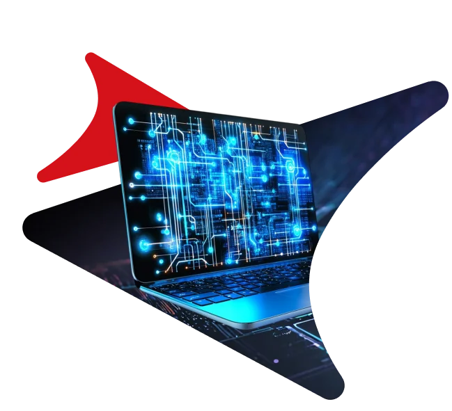 Laptop inside Malam academy logo